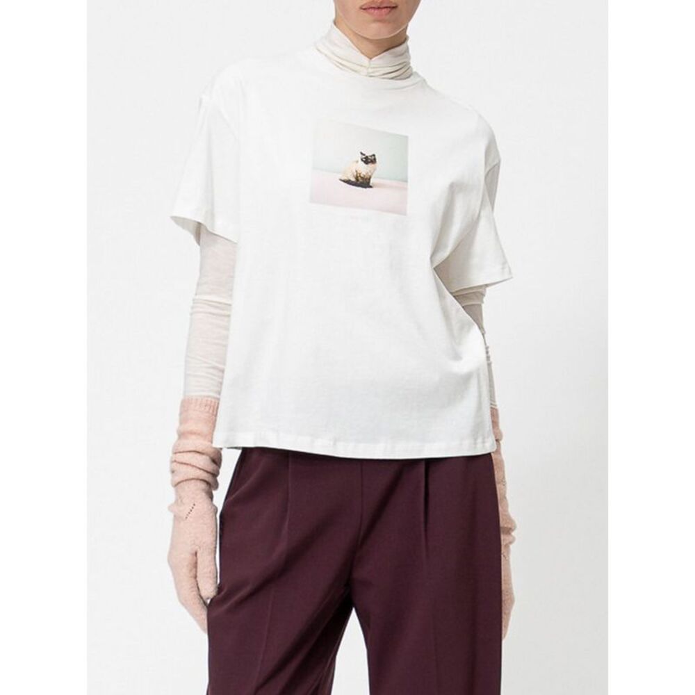 Twinset Women Twinset Dropped Shoulder Cotton T-Shirt With Graphic Print